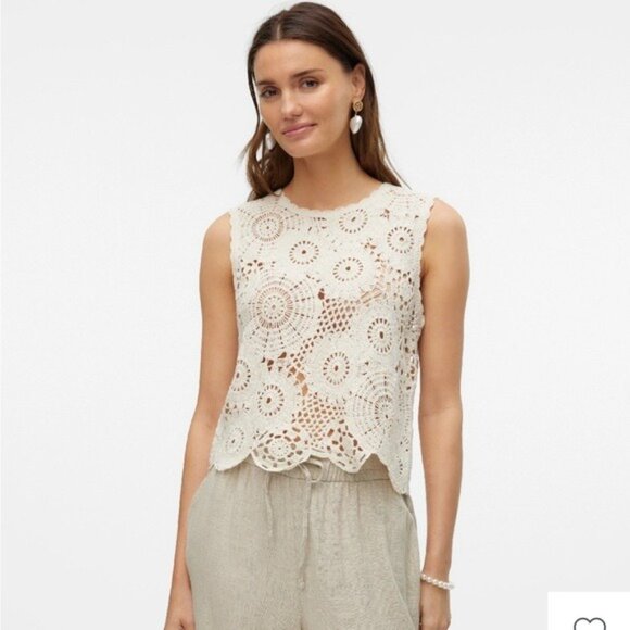Maurices 3X Cream Sleeveless Crochet Blouse Tank Top Boho Chic Embellished - Picture 10 of 10